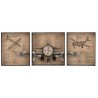 Tableau triptyque horloge avion 3 parties 