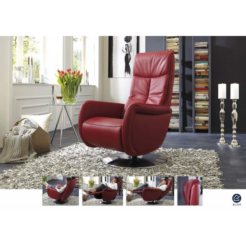 START - Fauteuil de relaxation électrique 2 moteurs cuir vachette fleur rectifiée 