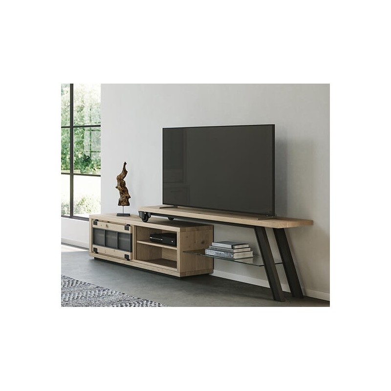 HARRY - Meuble TV 140 cm 1 porte coulissante 1 tiroir 