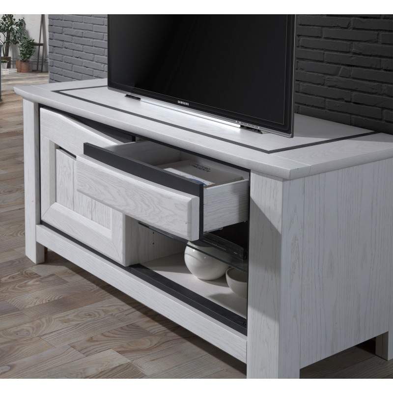 MILE - Meuble TV Hifi 1 porte 1 tiroir 1 niche 