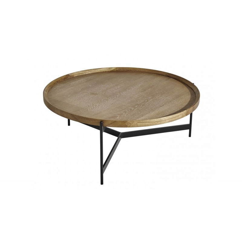 NOÉ - Table basse ronde placage chêne 100 cm 