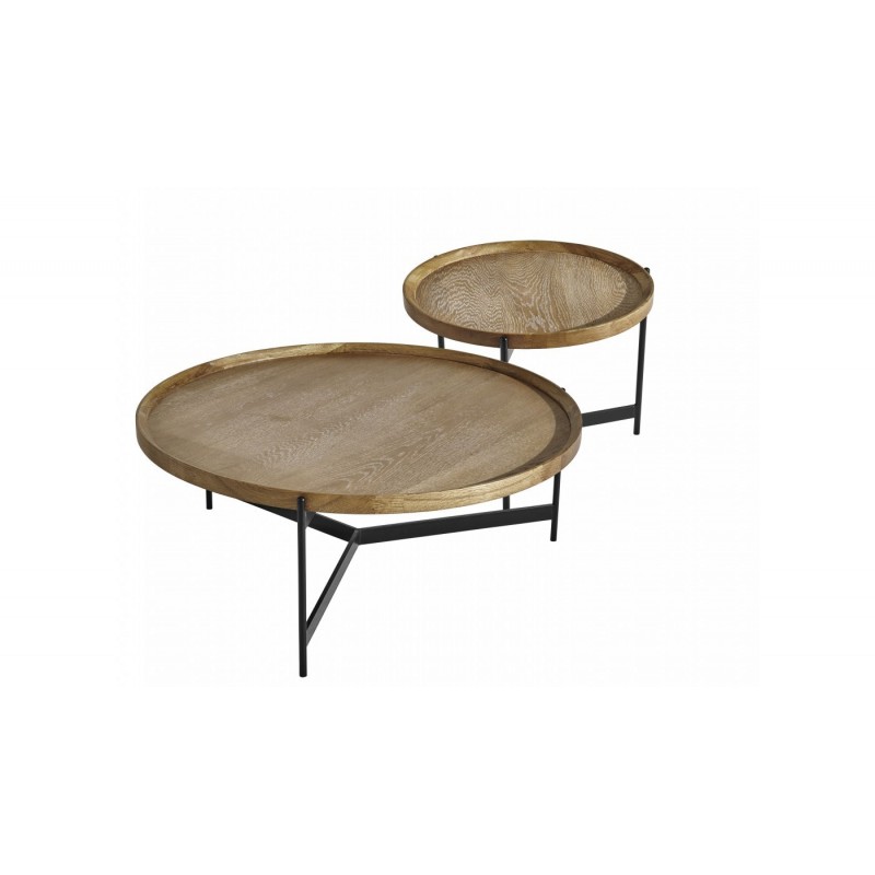 NOÉ - Table basse ronde placage chêne 100 cm 