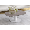 UNA - Table basse extensible plateau céramique pied acier métal laqué blanc 