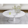 UNA - Table basse extensible plateau céramique pied acier métal laqué blanc 