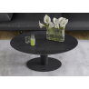 UNA - Table basse extensible plateau céramique pied acier métal laqué noir 