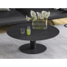 UNA - Table basse extensible plateau céramique pied acier métal laqué noir 