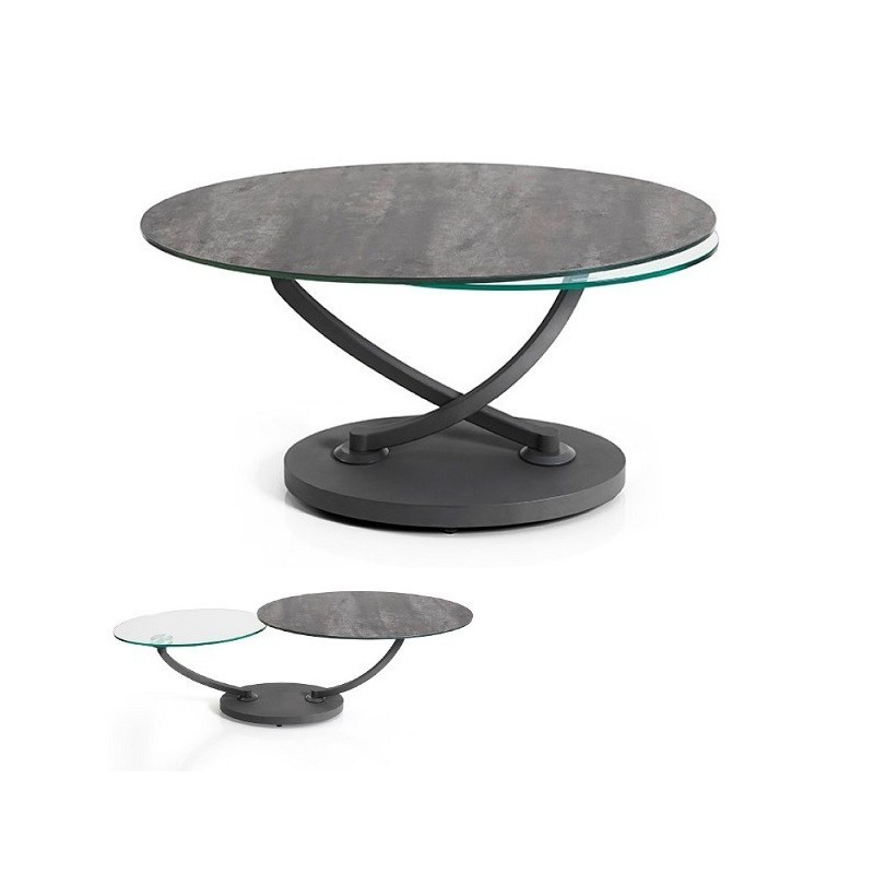 MAGMA - Table basse 80x80 céramique, verre transparent  41837CV 