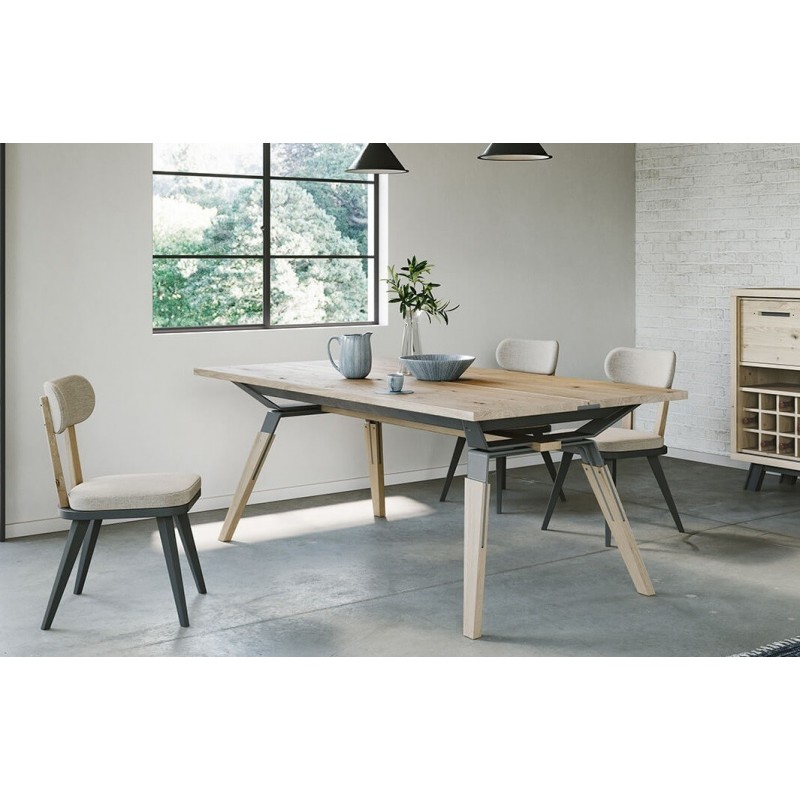 HARRY - Table 4 pieds métalliques 2 allonges 45 cm 