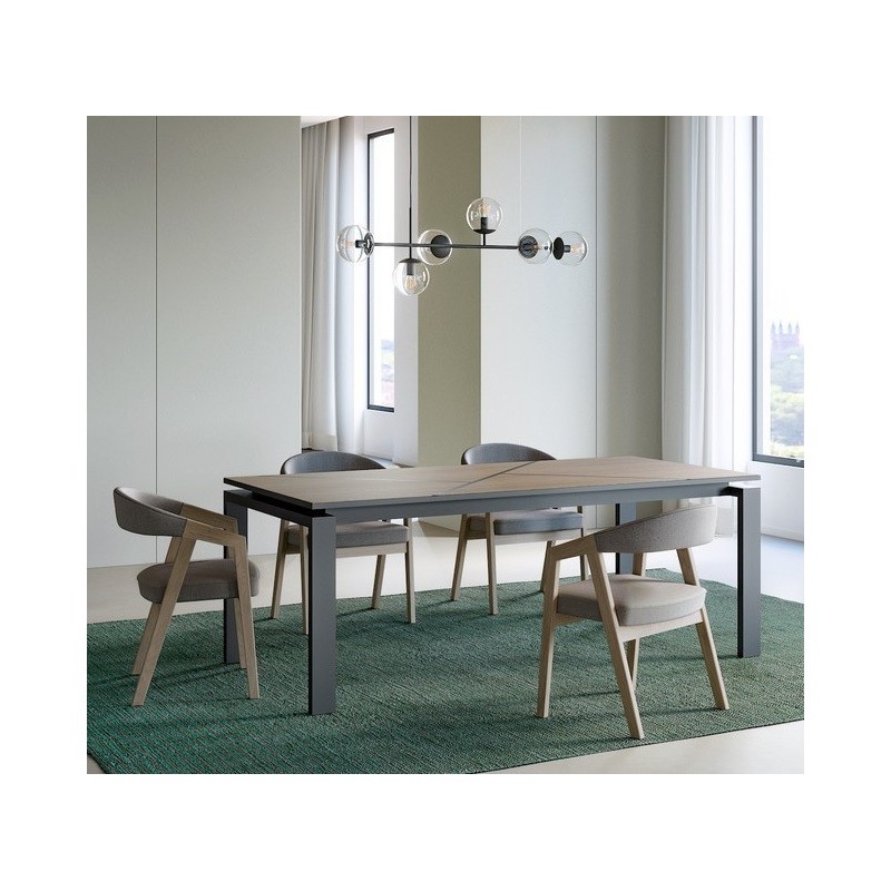 SEIDE - Table 4 Pieds 2 Allonges Centrales de 45 cm 