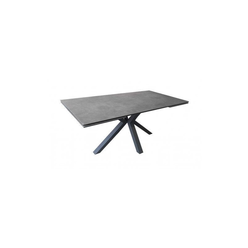 CONCEPT - Table rectangle 2 allonges en bout de 50 cm plateau céramique 