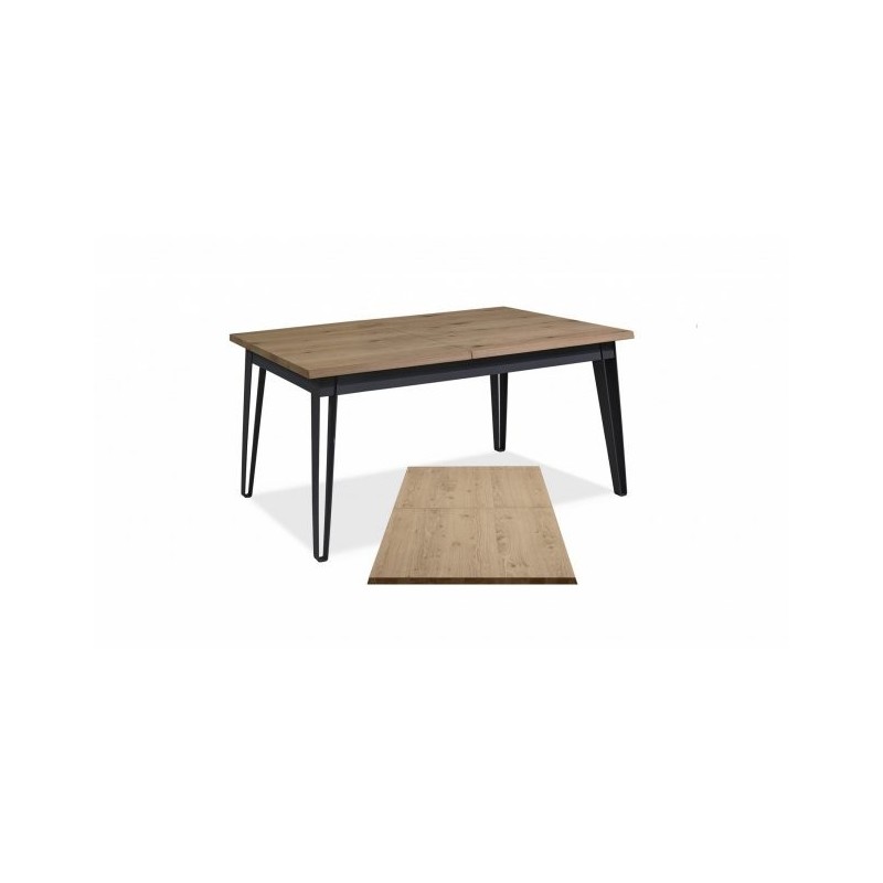 ETAPE - Table rectangle en 160 x 90 cm + allonge papillon de 60 cm 