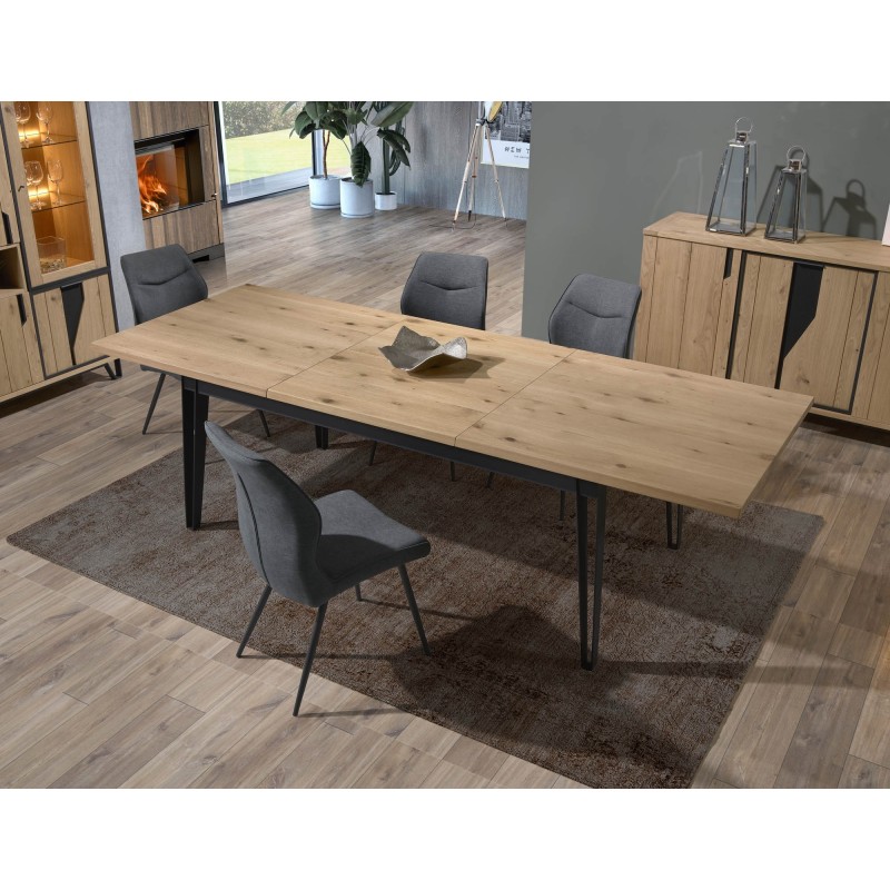 ETAPE - Table rectangle en 160 x 90 cm + allonge papillon de 60 cm 