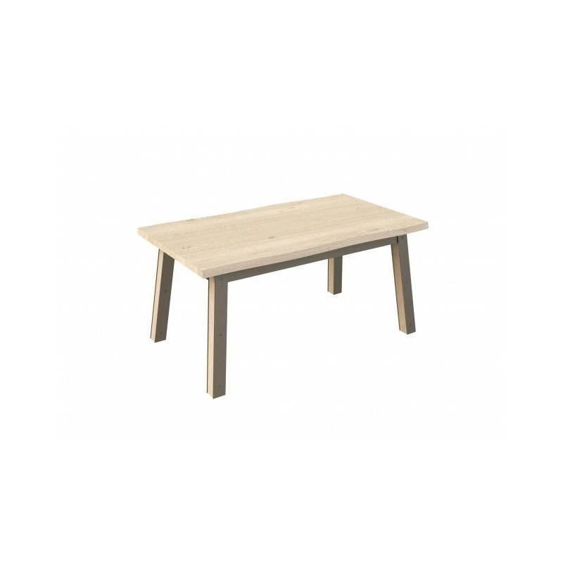 ARDEN - Table 4 pieds en 160 x 90 - Plateau chantourné allonge centrale  papillon  de 60 cm 