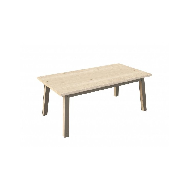 ARDEN - Table 4 pieds en 160 x 90 - Plateau droit 1 allonge centrale  papillon  de 60 cm 