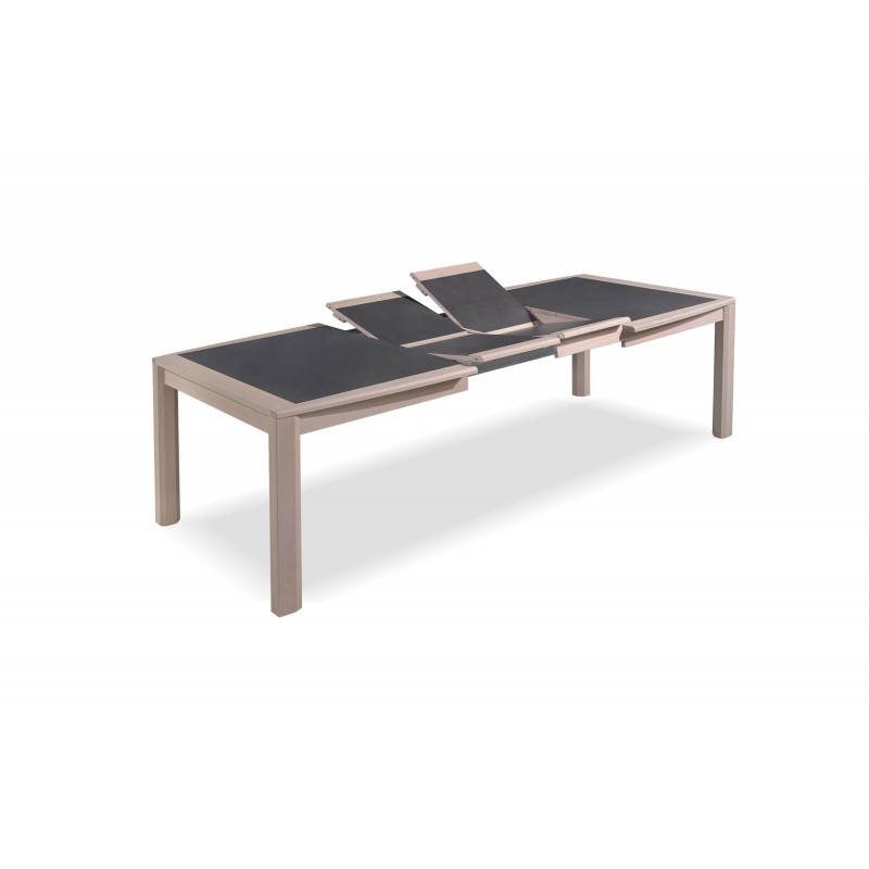 MILE - Table tonneau 160 cm x 96 cm + 2 allonges centrales papillon de 40 cm 