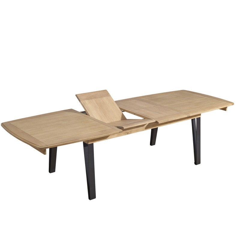 RAFFINE - Table pieds en métal 2 allonges de 46 cm existe en 3 finitions 