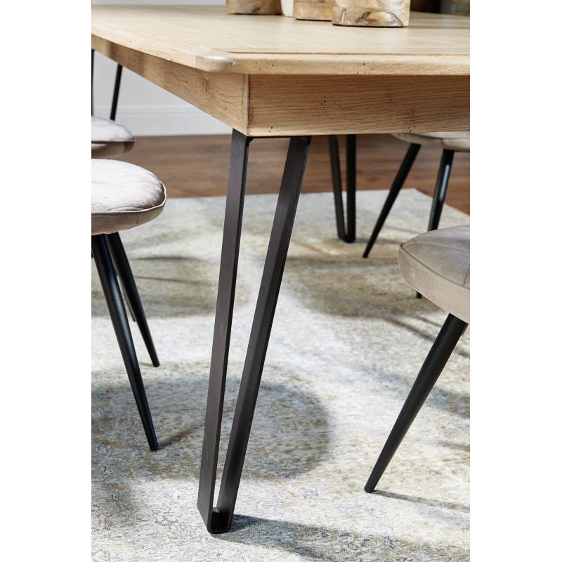 RAFFINE - Table pieds en métal 2 allonges de 46 cm existe en 3 finitions 