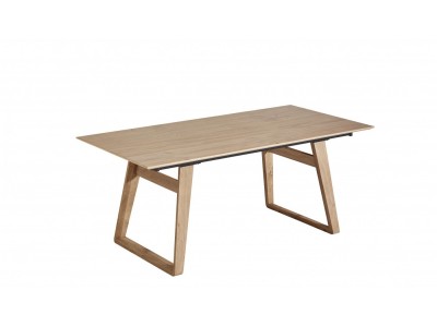 BROOK - Table pieds U en bois 1 allonge de 100 cm 