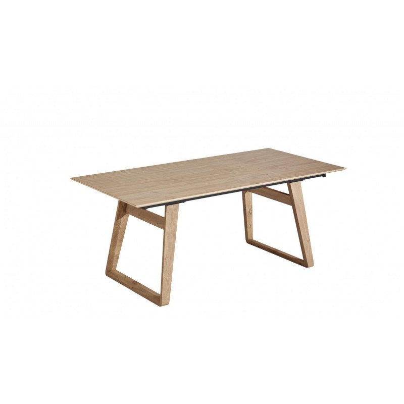 BROOK - Table pieds U en bois 1 allonge de 100 cm 