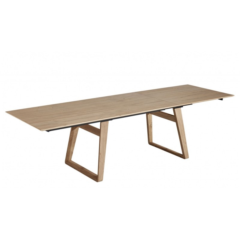 BROOK - Table pieds U en bois 1 allonge de 100 cm 