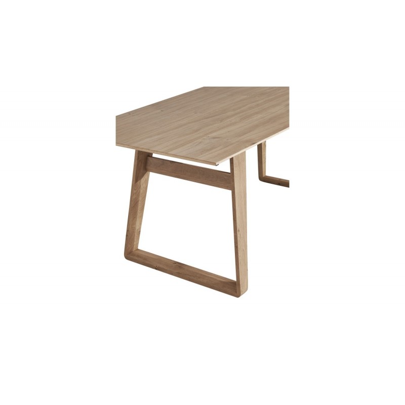 BROOK - Table pieds U en bois 1 allonge de 100 cm 