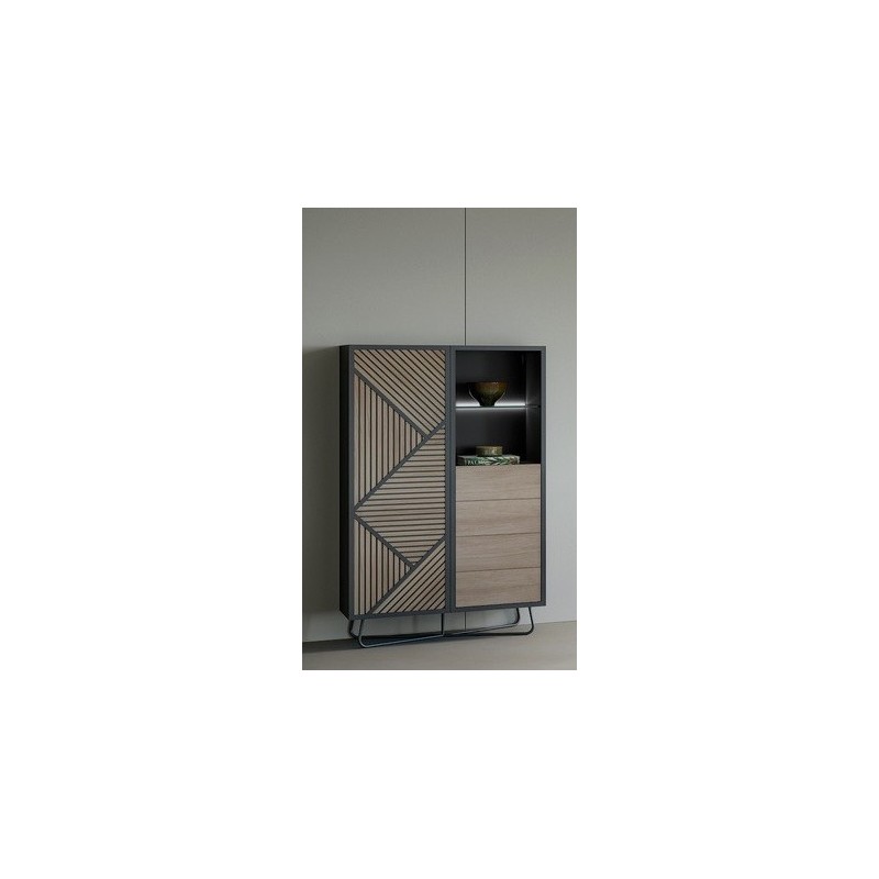 SEIDE - Vitrine 1 Porte 4 Tiroirs 1 Niche 