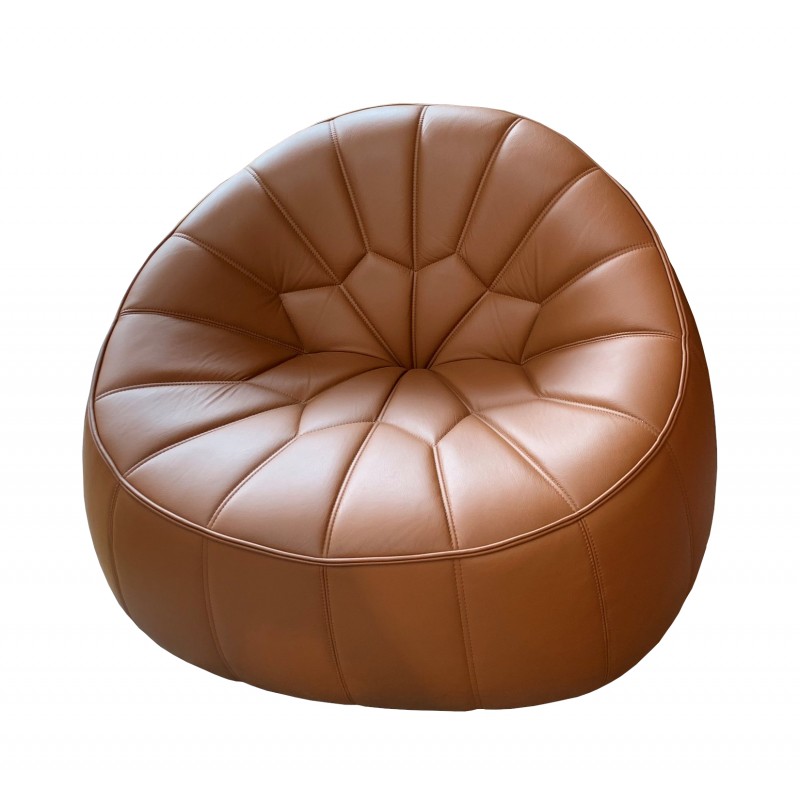 Fauteuil ottoman cuir détouré