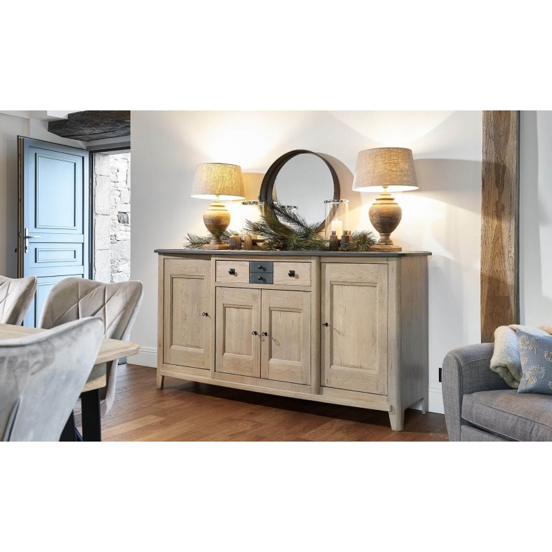 RAFFINE - Buffet enfilade 4 portes 1 tiroir grand modèle existe en 3 finitions 