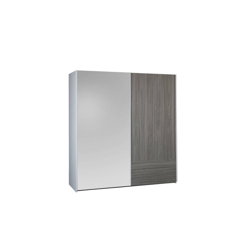 HARON - Armoire 1 porte pleine 1 porte miroir 